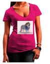 Lion Watercolor B Juniors V-Neck Dark T-Shirt-Womens V-Neck T-Shirts-TooLoud-Hot-Pink-Juniors Fitted Small-Davson Sales