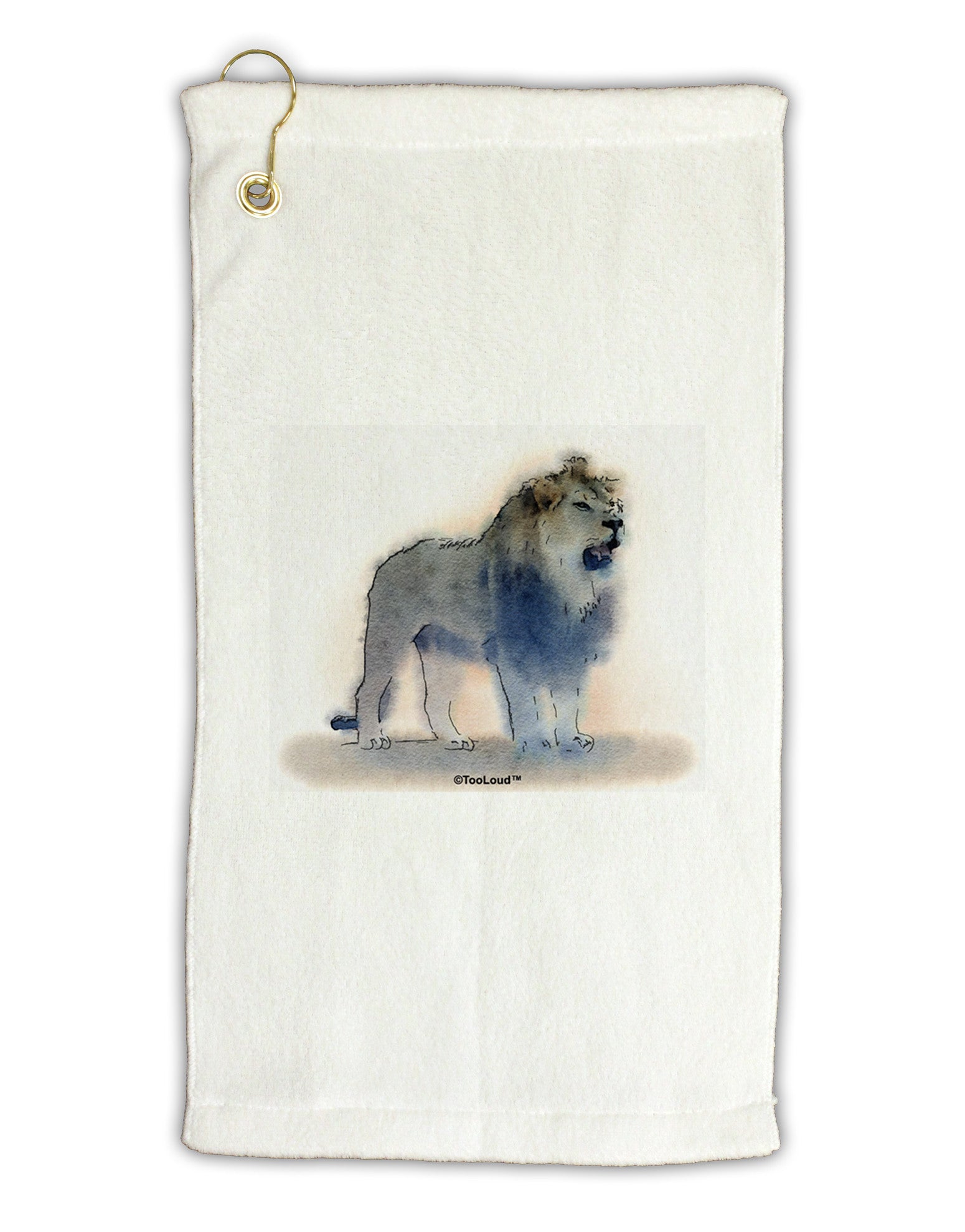 Lion Watercolor B Micro Terry Gromet Golf Towel 11"x19-Golf Towel-TooLoud-White-Davson Sales