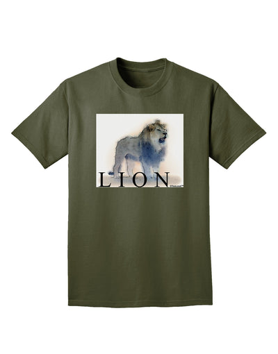 Lion Watercolor B Text Adult Dark T-Shirt-Mens T-Shirt-TooLoud-Military-Green-Small-Davson Sales