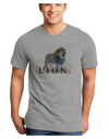 Lion Watercolor B Text Adult V-Neck T-shirt-Mens V-Neck T-Shirt-TooLoud-HeatherGray-Small-Davson Sales