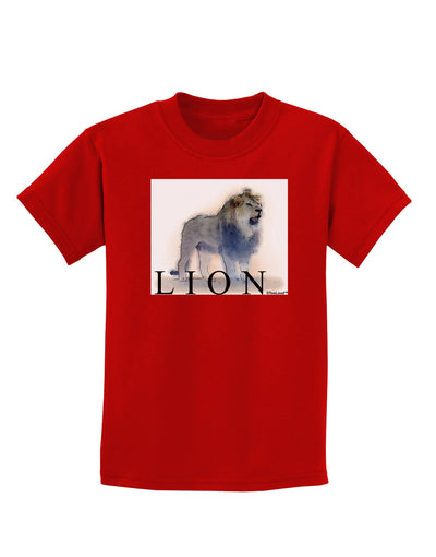 Lion Watercolor B Text Childrens Dark T-Shirt-Childrens T-Shirt-TooLoud-Red-X-Small-Davson Sales