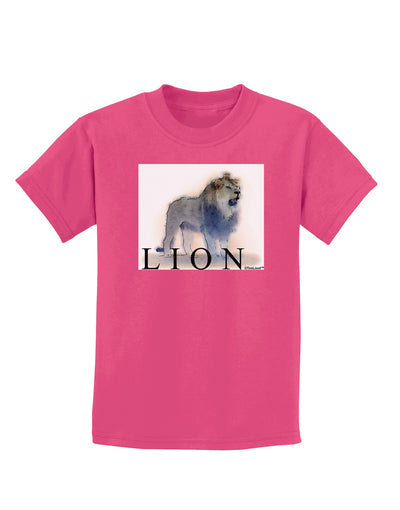 Lion Watercolor B Text Childrens Dark T-Shirt-Childrens T-Shirt-TooLoud-Sangria-X-Small-Davson Sales