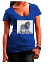 Lion Watercolor B Text Juniors V-Neck Dark T-Shirt-Womens V-Neck T-Shirts-TooLoud-Royal-Blue-Juniors Fitted Small-Davson Sales