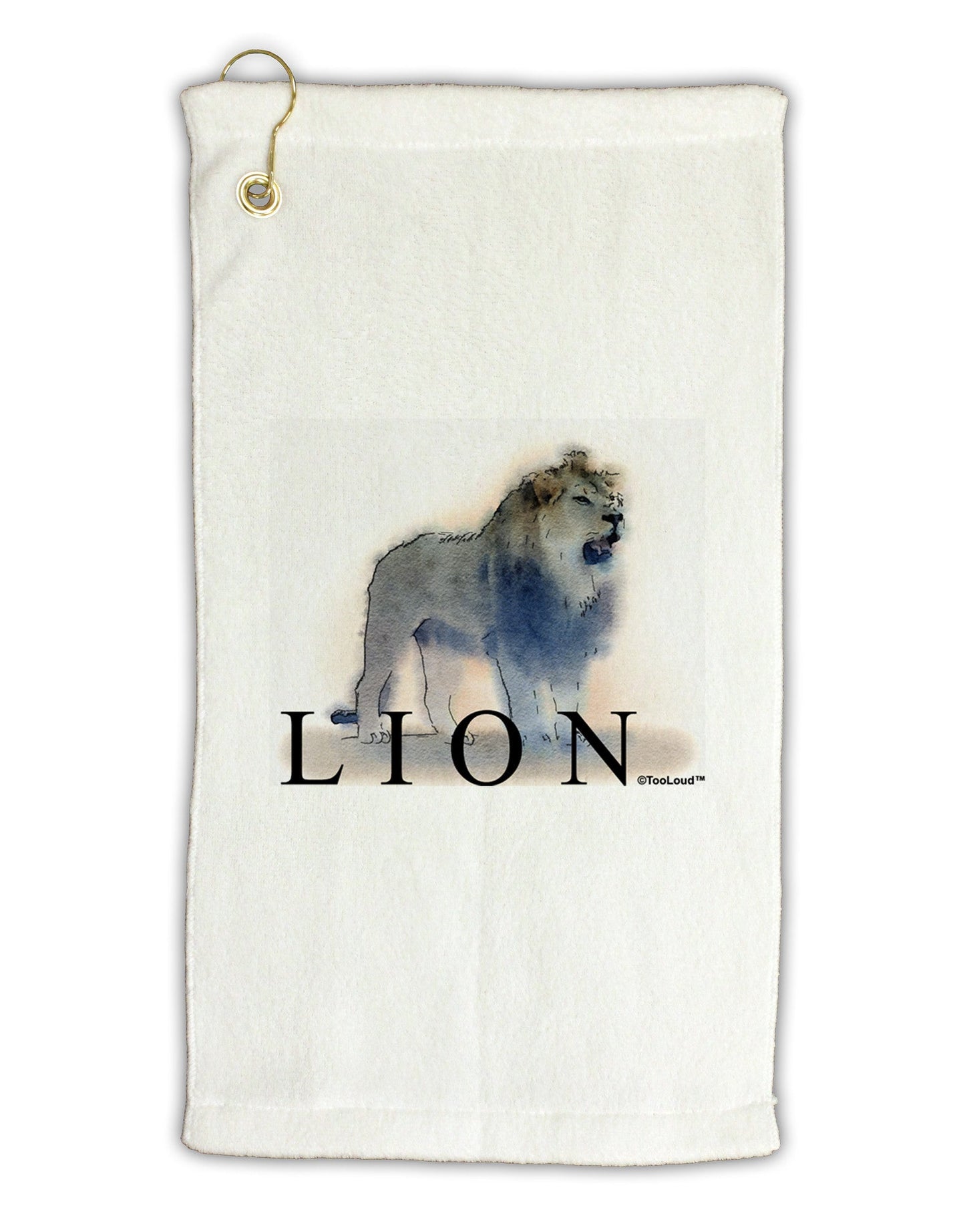 Lion Watercolor B Text Micro Terry Gromet Golf Towel 11"x19-Golf Towel-TooLoud-White-Davson Sales
