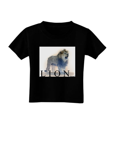 Lion Watercolor B Text Toddler T-Shirt Dark-Toddler T-Shirt-TooLoud-Black-2T-Davson Sales