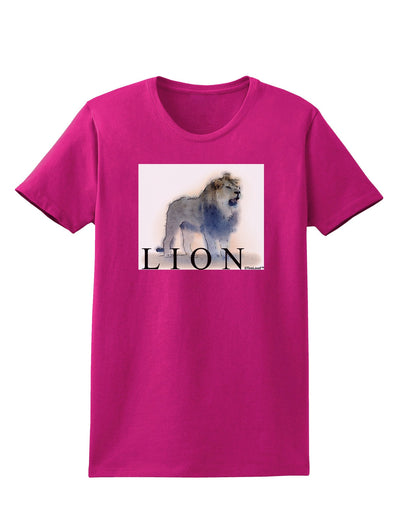 Lion Watercolor B Text Womens Dark T-Shirt-TooLoud-Hot-Pink-Small-Davson Sales