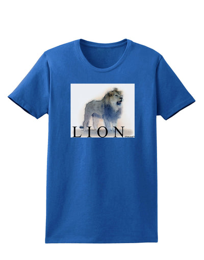 Lion Watercolor B Text Womens Dark T-Shirt-TooLoud-Royal-Blue-X-Small-Davson Sales