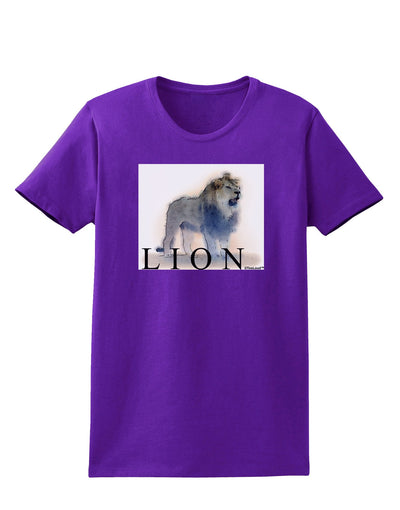 Lion Watercolor B Text Womens Dark T-Shirt-TooLoud-Purple-X-Small-Davson Sales