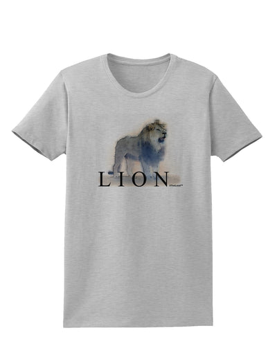 Lion Watercolor B Text Womens T-Shirt-Womens T-Shirt-TooLoud-AshGray-X-Small-Davson Sales