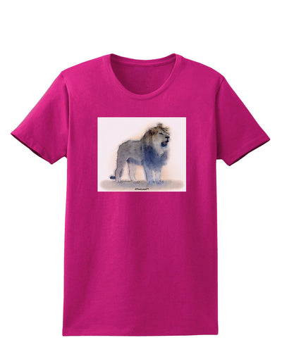 Lion Watercolor B Womens Dark T-Shirt-TooLoud-Hot-Pink-Small-Davson Sales