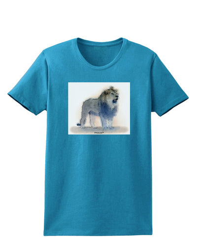 Lion Watercolor B Womens Dark T-Shirt-TooLoud-Turquoise-X-Small-Davson Sales