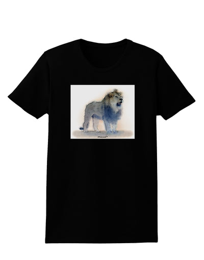 Lion Watercolor B Womens Dark T-Shirt-TooLoud-Black-X-Small-Davson Sales