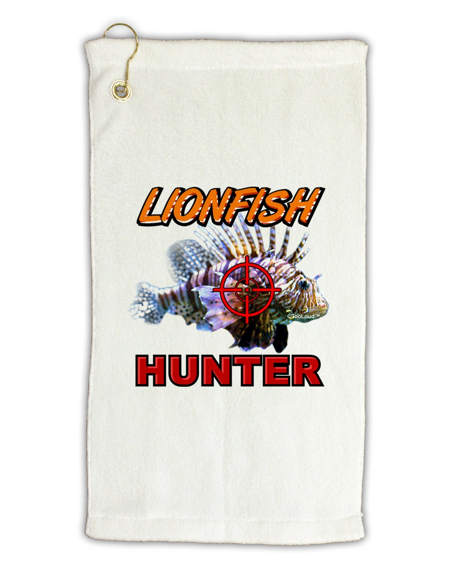Lionfish Hunter Micro Terry Gromet Golf Towel 11"x19-Golf Towel-TooLoud-White-Davson Sales