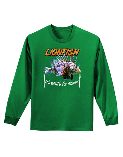 Lionfish - It's What's For Dinner Adult Long Sleeve Dark T-Shirt-TooLoud-Kelly-Green-Small-Davson Sales