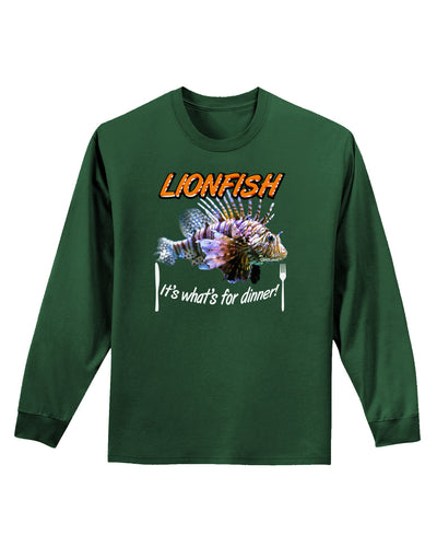 Lionfish - It's What's For Dinner Adult Long Sleeve Dark T-Shirt-TooLoud-Dark-Green-Small-Davson Sales