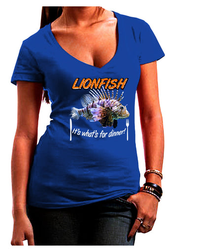 Lionfish - It's What's For Dinner Juniors V-Neck Dark T-Shirt-Womens V-Neck T-Shirts-TooLoud-Royal-Blue-Juniors Fitted Small-Davson Sales