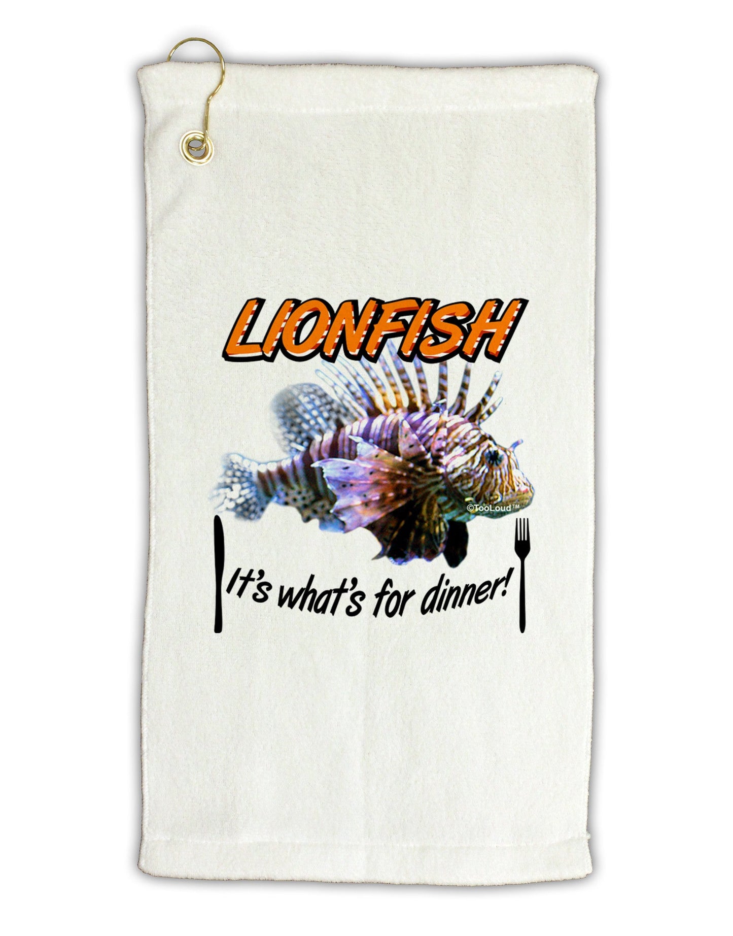 Lionfish - It's What's For Dinner Micro Terry Gromet Golf Towel 11"x19-Golf Towel-TooLoud-White-Davson Sales