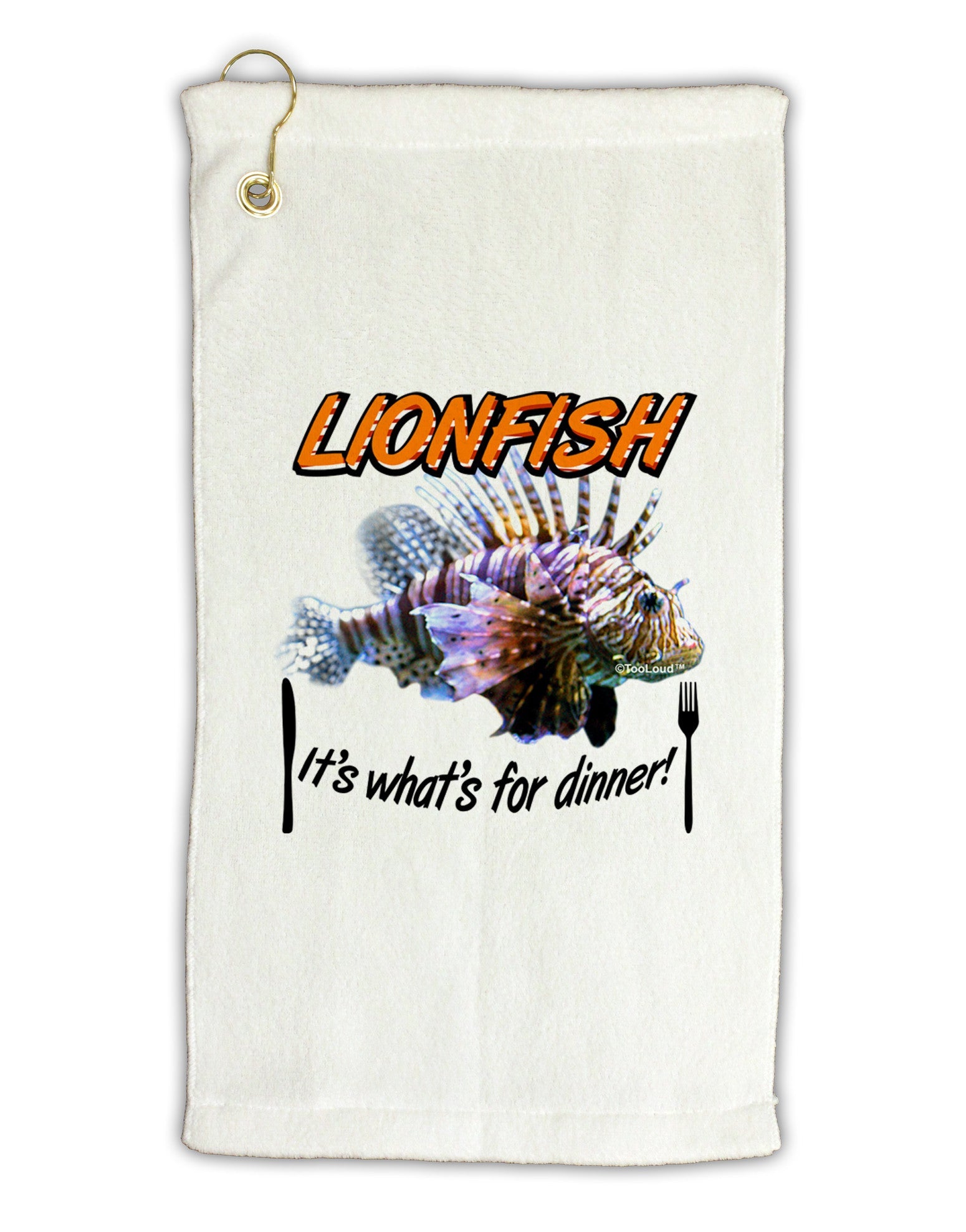 Lionfish - It's What's For Dinner Micro Terry Gromet Golf Towel 11"x19-Golf Towel-TooLoud-White-Davson Sales