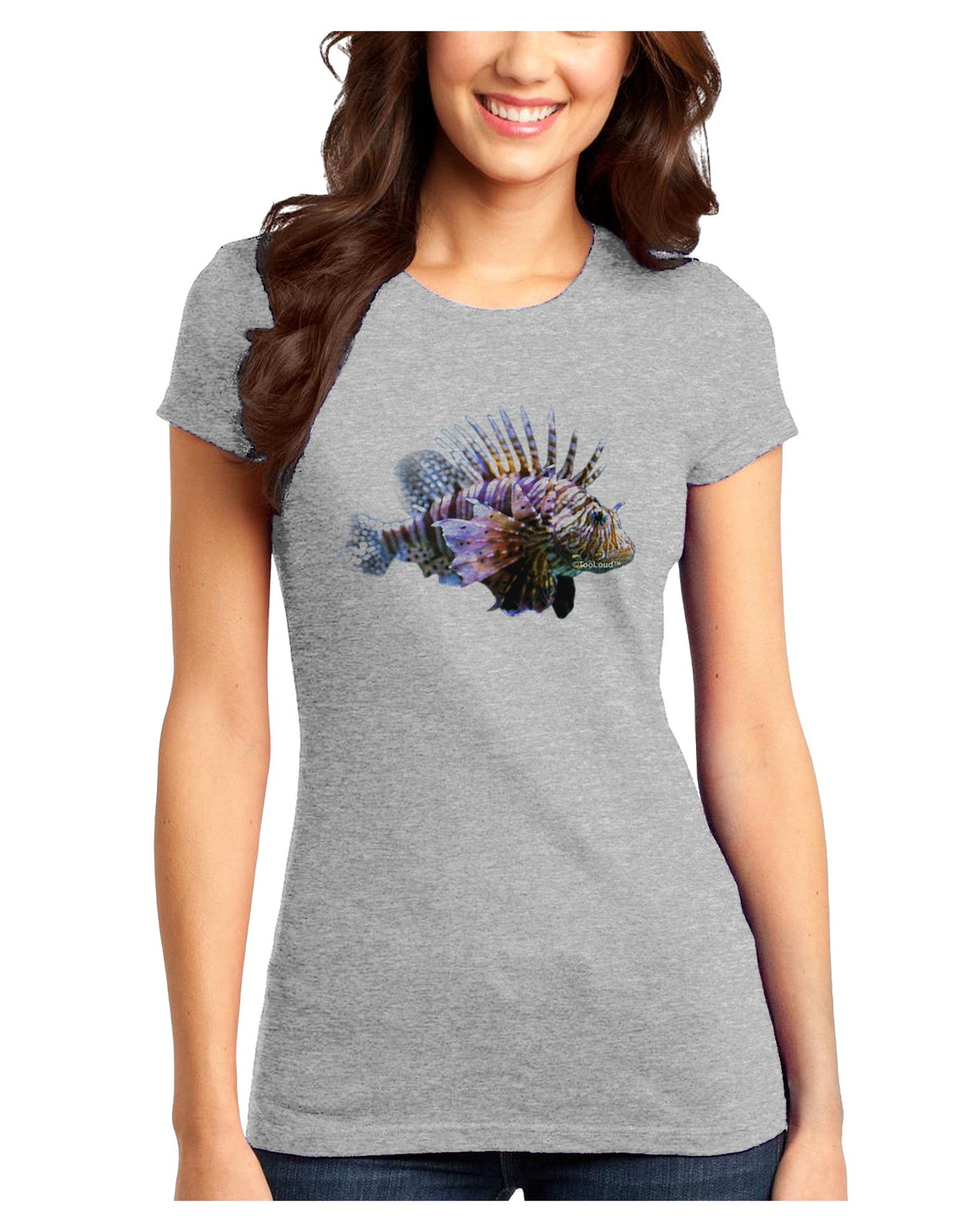 Lionfish Juniors T-Shirt-Womens Juniors T-Shirt-TooLoud-Ash-Gray-Juniors Fitted X-Small-Davson Sales