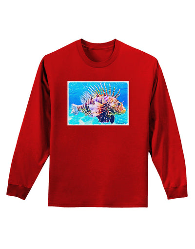 Lionfish in Watercolor Adult Long Sleeve Dark T-Shirt-TooLoud-Red-Small-Davson Sales