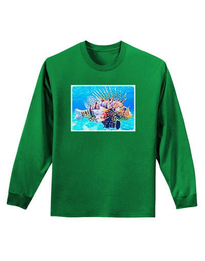 Lionfish in Watercolor Adult Long Sleeve Dark T-Shirt-TooLoud-Kelly-Green-Small-Davson Sales