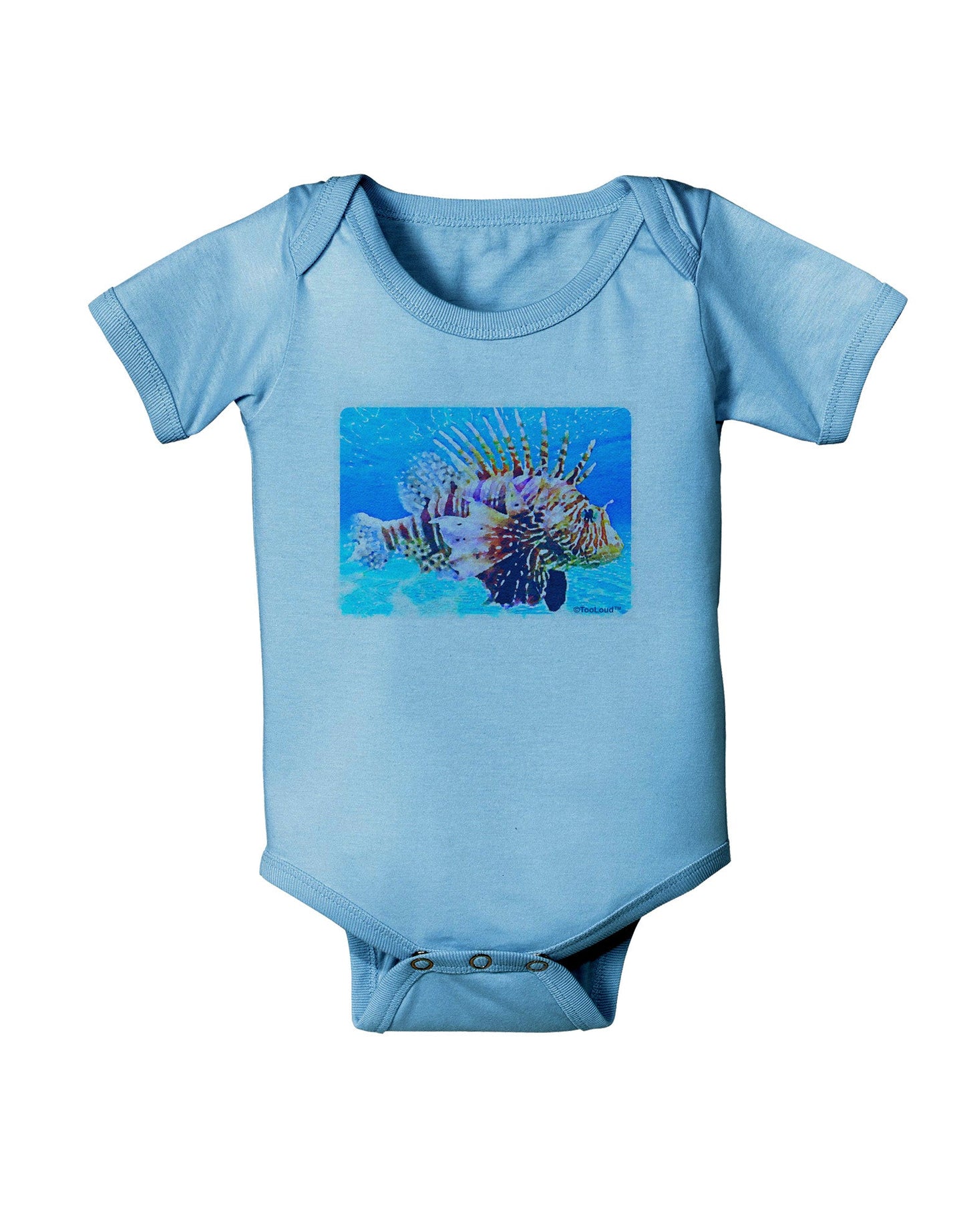 Lionfish in Watercolor Baby Romper Bodysuit by-Baby Romper-TooLoud-LightBlue-06-Months-Davson Sales