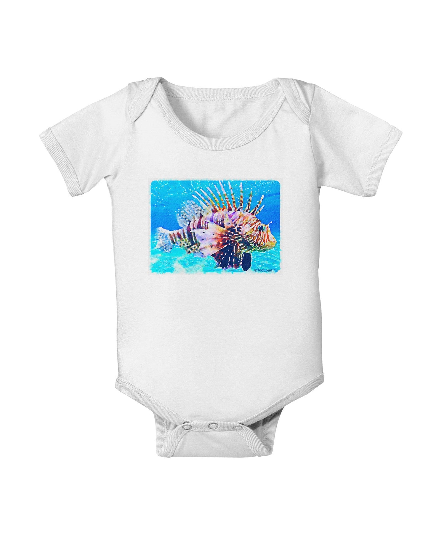 Lionfish in Watercolor Baby Romper Bodysuit by-Baby Romper-TooLoud-White-06-Months-Davson Sales