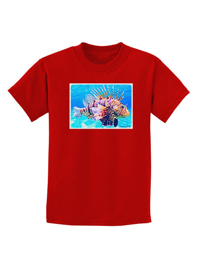 Lionfish in Watercolor Childrens Dark T-Shirt-Childrens T-Shirt-TooLoud-Red-X-Small-Davson Sales