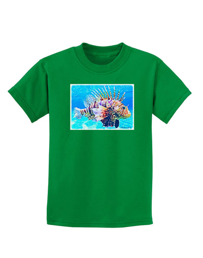 Lionfish in Watercolor Childrens Dark T-Shirt-Childrens T-Shirt-TooLoud-Kelly-Green-X-Small-Davson Sales