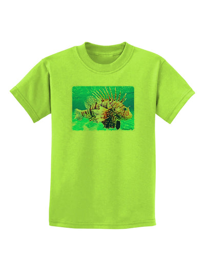 Lionfish in Watercolor Childrens T-Shirt-Childrens T-Shirt-TooLoud-Lime-Green-X-Small-Davson Sales