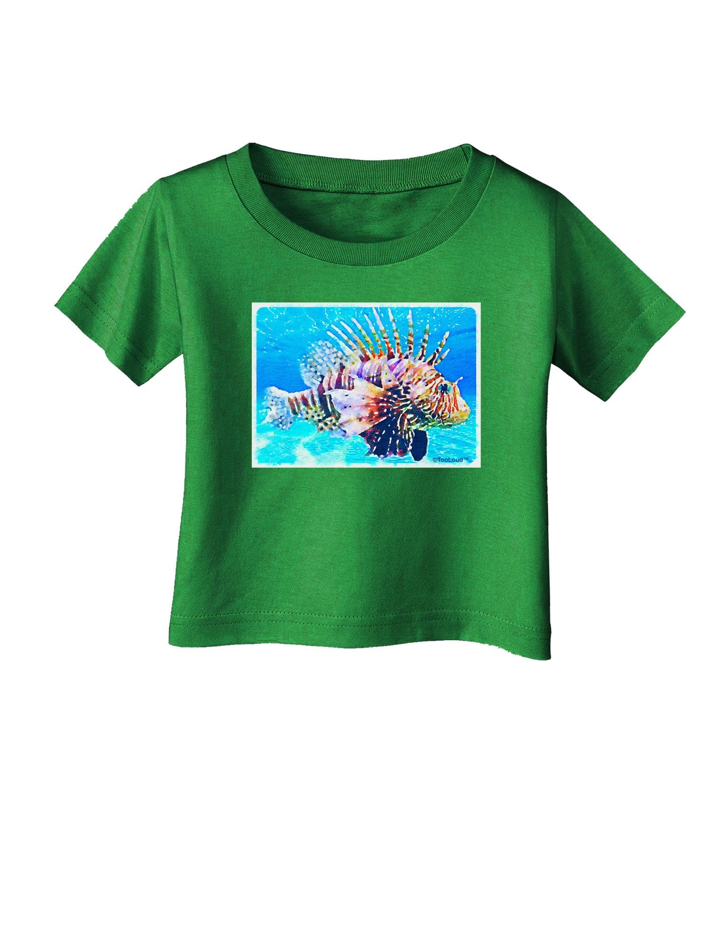 Lionfish in Watercolor Infant T-Shirt Dark by-Infant T-Shirt-TooLoud-Clover-Green-06-Months-Davson Sales