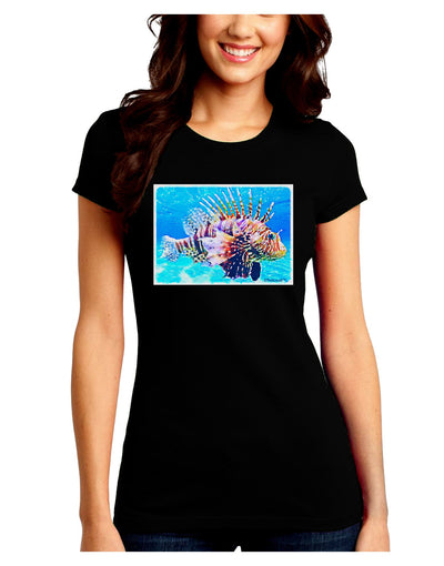 Lionfish in Watercolor Juniors Crew Dark T-Shirt-T-Shirts Juniors Tops-TooLoud-Black-Juniors Fitted Small-Davson Sales