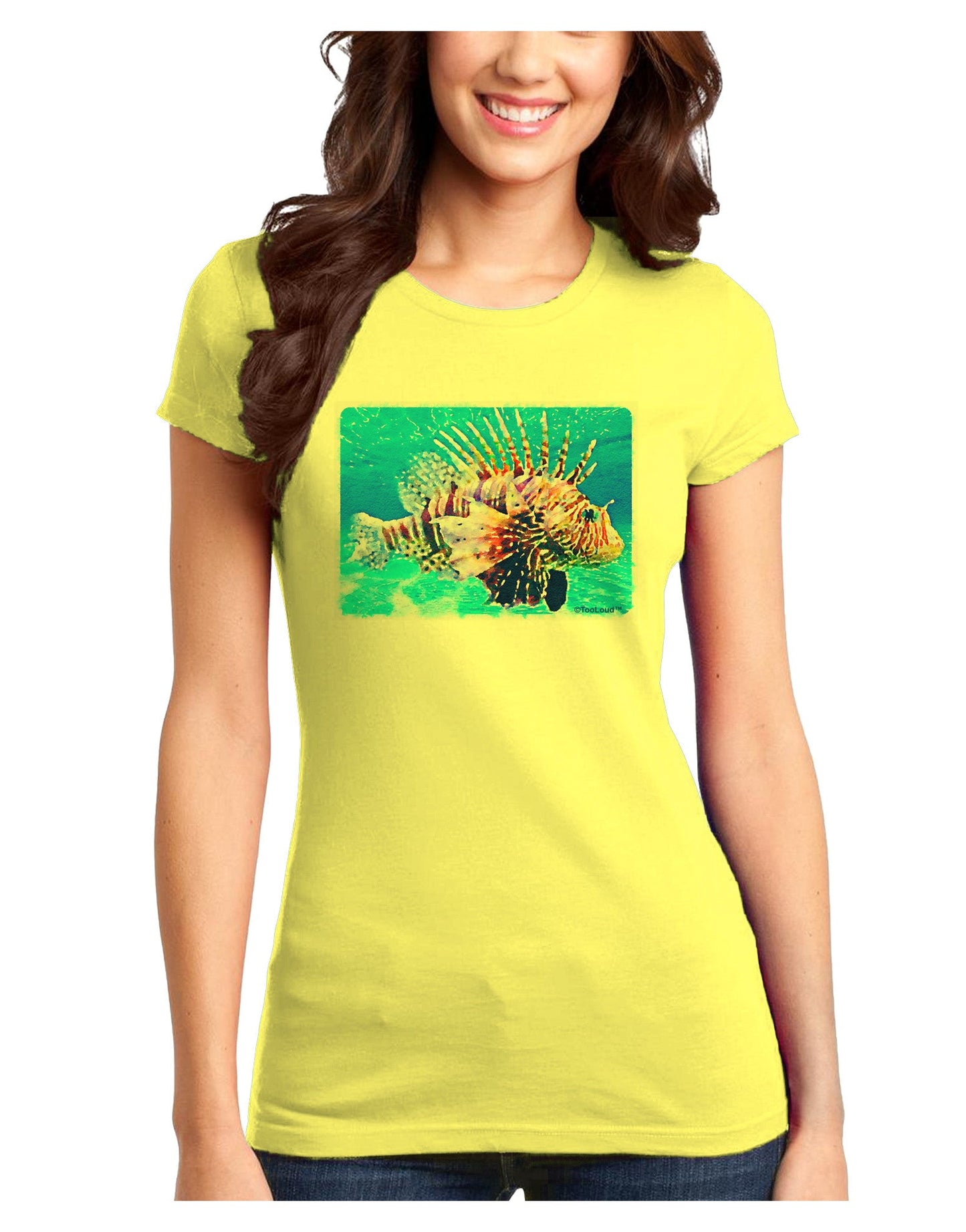 Lionfish in Watercolor Juniors T-Shirt-Womens Juniors T-Shirt-TooLoud-Yellow-Juniors Fitted X-Small-Davson Sales