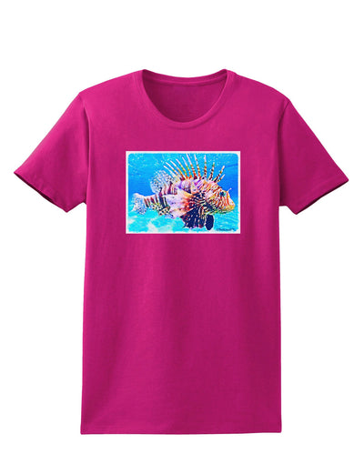 Lionfish in Watercolor Womens Dark T-Shirt-TooLoud-Hot-Pink-Small-Davson Sales