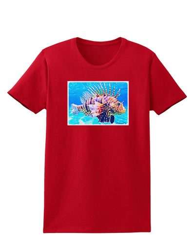 Lionfish in Watercolor Womens Dark T-Shirt-TooLoud-Red-X-Small-Davson Sales