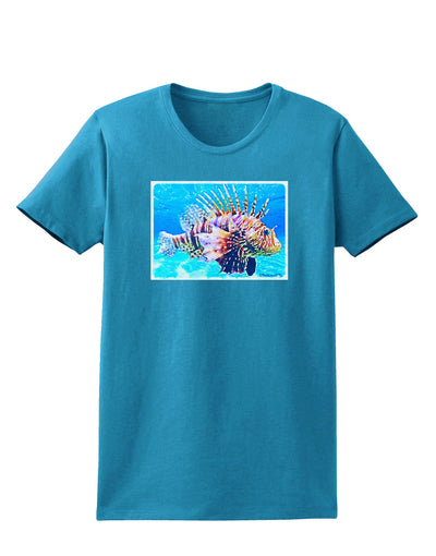 Lionfish in Watercolor Womens Dark T-Shirt-TooLoud-Turquoise-X-Small-Davson Sales