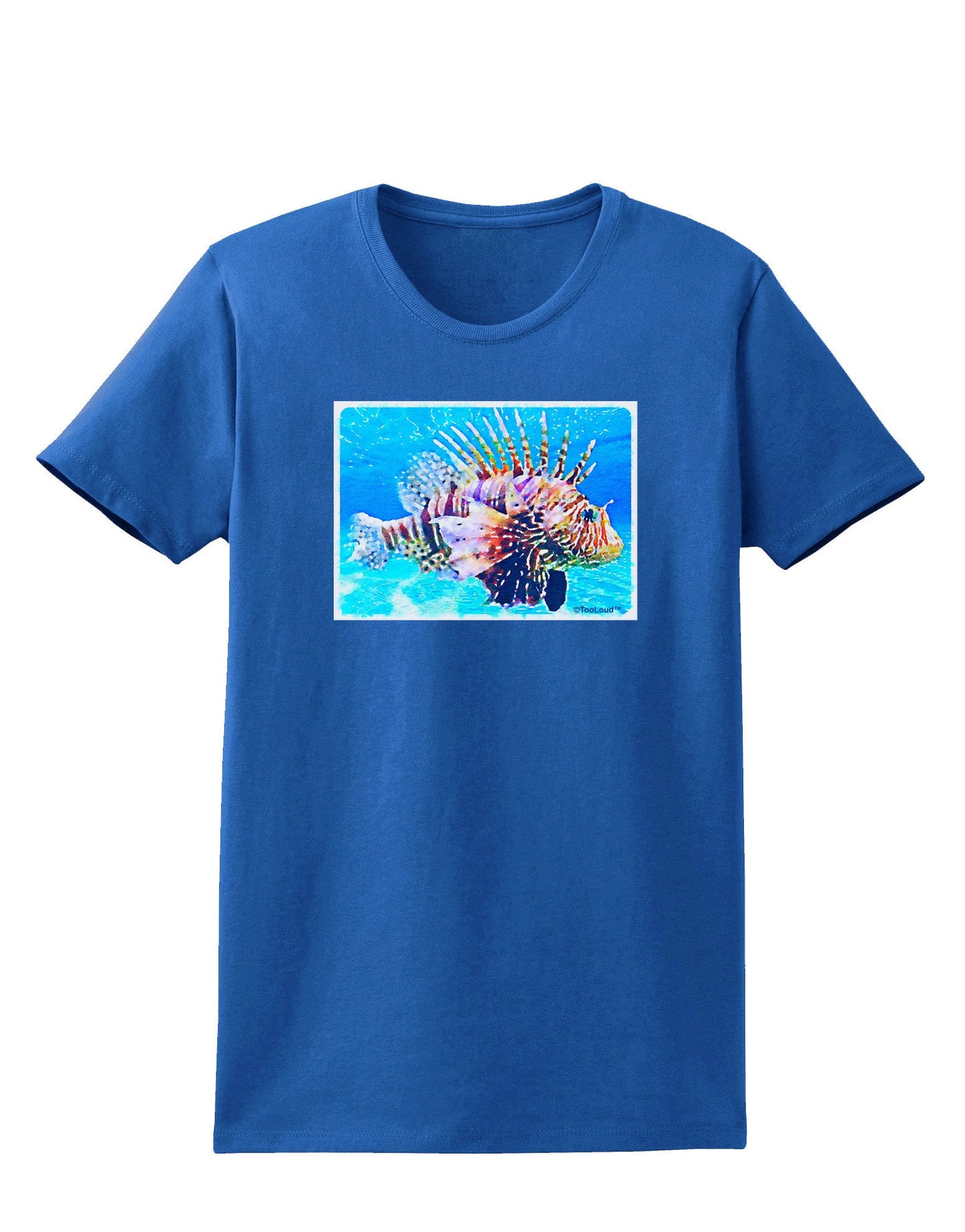 Lionfish in Watercolor Womens Dark T-Shirt-TooLoud-Royal-Blue-X-Small-Davson Sales