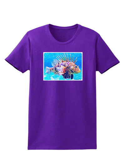 Lionfish in Watercolor Womens Dark T-Shirt-TooLoud-Purple-X-Small-Davson Sales