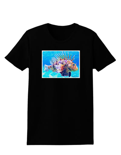 Lionfish in Watercolor Womens Dark T-Shirt-TooLoud-Black-X-Small-Davson Sales