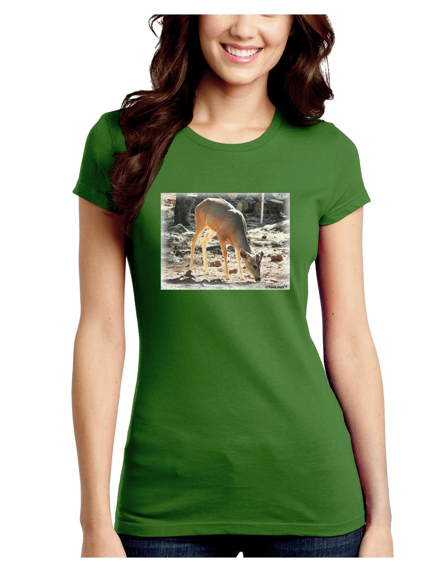 Little Buck Juniors Petite Crew Dark T-Shirt-T-Shirts Juniors Tops-TooLoud-Kiwi-Green-Juniors Fitted Small-Davson Sales