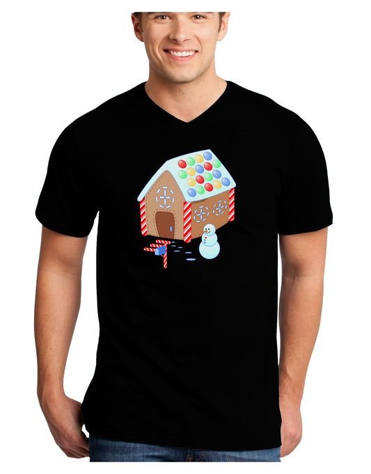 Little Gingerbread House Design #1 Adult Dark V-Neck T-Shirt by TooLoud-Mens V-Neck T-Shirt-TooLoud-Black-Small-Davson Sales