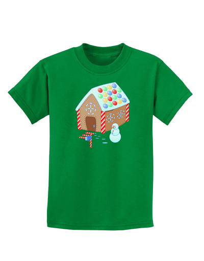 Little Gingerbread House Design #1 Childrens Dark T-Shirt by TooLoud-Childrens T-Shirt-TooLoud-Kelly-Green-X-Small-Davson Sales