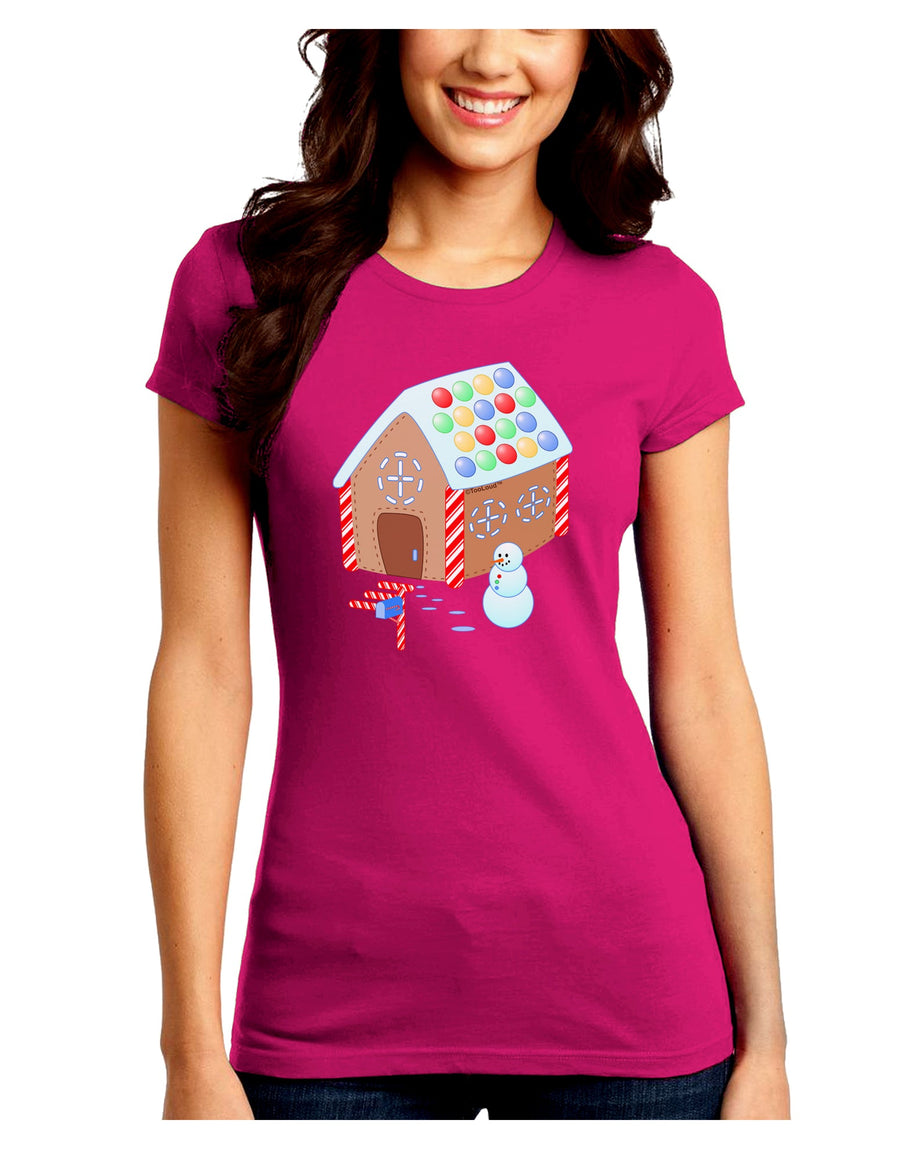 Little Gingerbread House Design #1 Juniors Crew Dark T-Shirt by TooLoud-T-Shirts Juniors Tops-TooLoud-Black-Juniors Fitted Small-Davson Sales