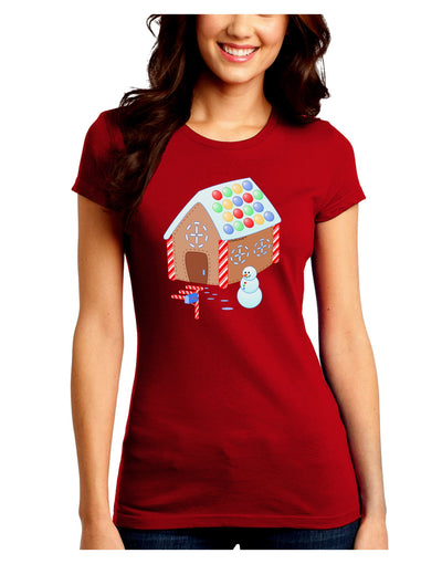 Little Gingerbread House Design #1 Juniors Crew Dark T-Shirt by TooLoud-T-Shirts Juniors Tops-TooLoud-Red-Juniors Fitted Small-Davson Sales