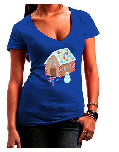 Little Gingerbread House Design #1 Juniors V-Neck Dark T-Shirt by TooLoud-Womens V-Neck T-Shirts-TooLoud-Royal-Blue-Juniors Fitted Small-Davson Sales