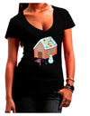 Little Gingerbread House Design #1 Juniors V-Neck Dark T-Shirt by TooLoud-Womens V-Neck T-Shirts-TooLoud-Black-Juniors Fitted Small-Davson Sales