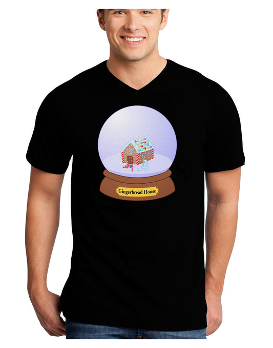Little Gingerbread House Snow Globe Adult Dark V-Neck T-Shirt by TooLoud-Mens V-Neck T-Shirt-TooLoud-Black-Small-Davson Sales