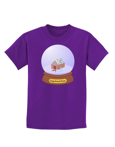 Little Gingerbread House Snow Globe Childrens Dark T-Shirt by TooLoud-Childrens T-Shirt-TooLoud-Purple-X-Small-Davson Sales