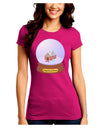 Little Gingerbread House Snow Globe Juniors Crew Dark T-Shirt by TooLoud-T-Shirts Juniors Tops-TooLoud-Hot-Pink-Juniors Fitted Small-Davson Sales