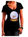 Little Gingerbread House Snow Globe Juniors V-Neck Dark T-Shirt by TooLoud-Womens V-Neck T-Shirts-TooLoud-Black-Juniors Fitted Small-Davson Sales